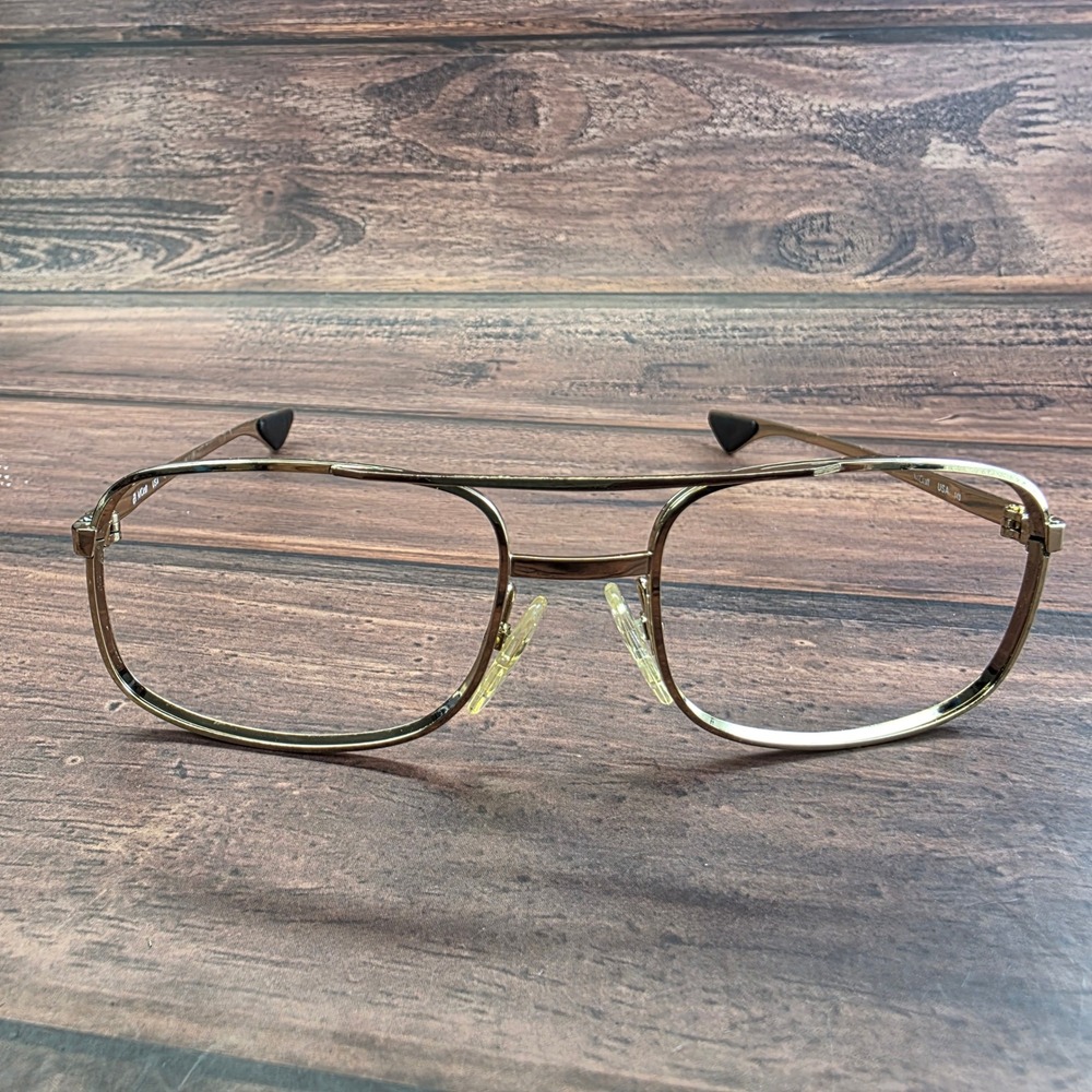 ArtCraft Gold Aviator Glasses Frames USA DR 55-18 US Air Force Logo Temple Tips
